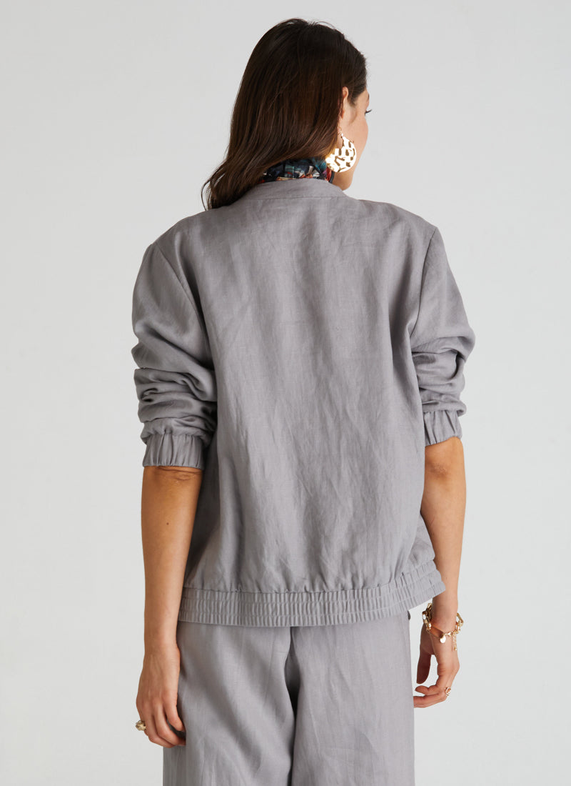 Luxe Linen Chase Bomber Jacket