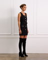 Bouclé Mini Dress With Detachable Waist Belt and Square Neckline