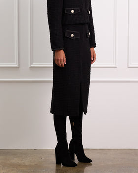 Boucle Midi Skirt Made Of Wool With Pockets