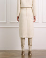 Cream Boucle Midi Skirt With Detachable Belt and Pockets