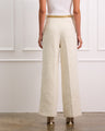 High Waisted Cream Boucle Pants With Pockets
