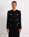 Structured Cropped Boucle Jacket With a Round Neckline and Pockets
