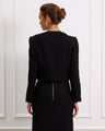 Structured Cropped Boucle Jacket With a Round Neckline and Pockets