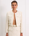 Structured Cropped Boucle Jacket With Pockets 