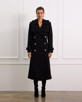 Double Breasted Wool Coat With Detachable Belt 