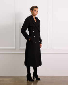 Double Breasted Wool Coat With Detachable Belt 