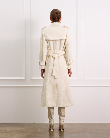 Wool Boucle Double Breasted Coat With Collar