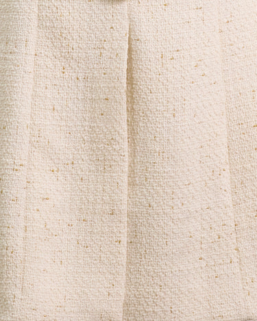 Cream Boucle Midi Skirt With Detachable Belt and Pockets