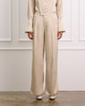 Cream Silk High Waisted Dress Pants