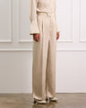 Cream Silk High Waisted Dress Pants