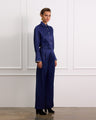 Silk Navy High Waisted Dress Pants 