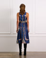 Floral Silk Midi Dress With a Detachable Waist Belt and Round Neckline
