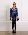 V-Neck Mini Dress With Long Sleeves 