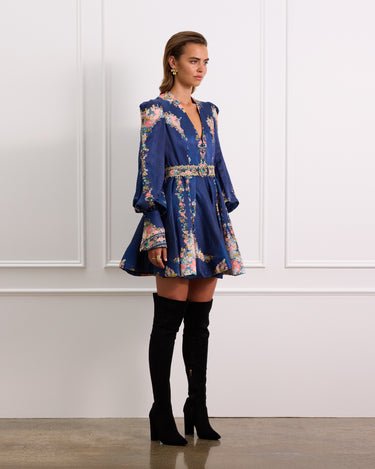 V-Neck Mini Dress With Long Sleeves 