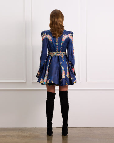 V-Neck Mini Dress With Long Sleeves 