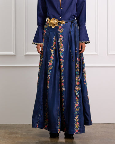 Pleated Floral Maxi Skirt 