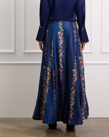 Pleated Floral Maxi Skirt 