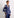 Navy Floral Silk Blouse With Blouson Sleeves