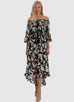 Arcadia Off Shoulder High Low Dress