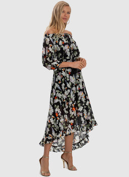 Arcadia Off Shoulder High Low Dress