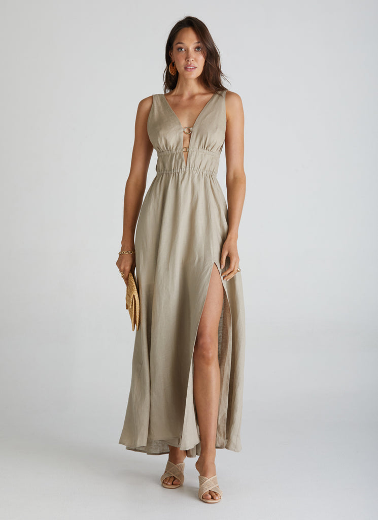 Luxe Linen Amore Dress Aqua Blu Australia