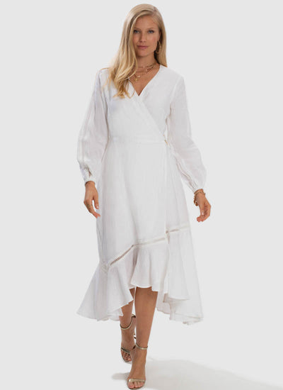 Serenity Spliced Wrap Dress - White